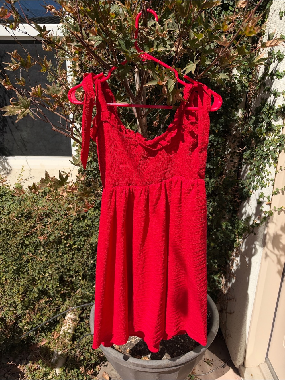 Fashion Nova Bright Red Tie-Shoulder Sundress